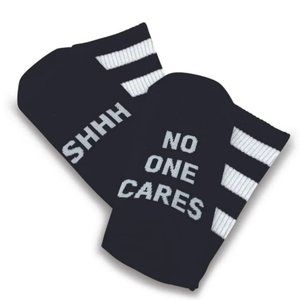 Snark City ‘Shhh No One Cares’ Smartass & Sass Unisex Crew Socks NWT Black White